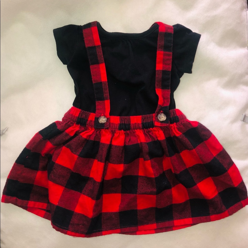 Buffalo stripe pinafore skirt